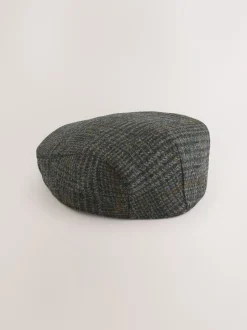 Grijs - Check Harris Tweed Flat Cap