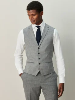 Grijs - Contrast Fabric Detail Suit Waistcoat