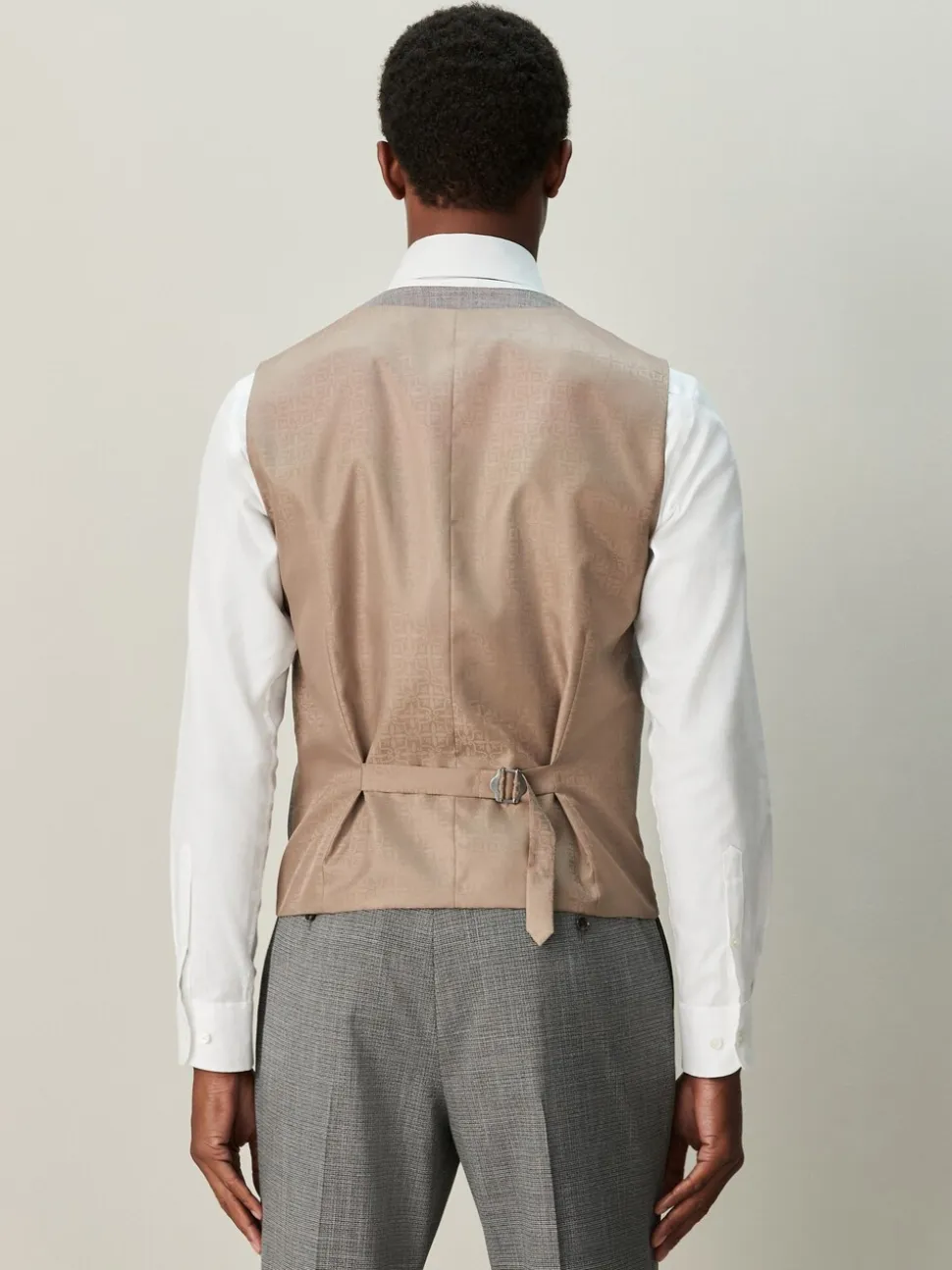 Grijs - Contrast Fabric Detail Suit Waistcoat