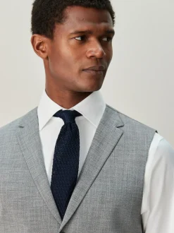 Grijs - Contrast Fabric Detail Suit Waistcoat