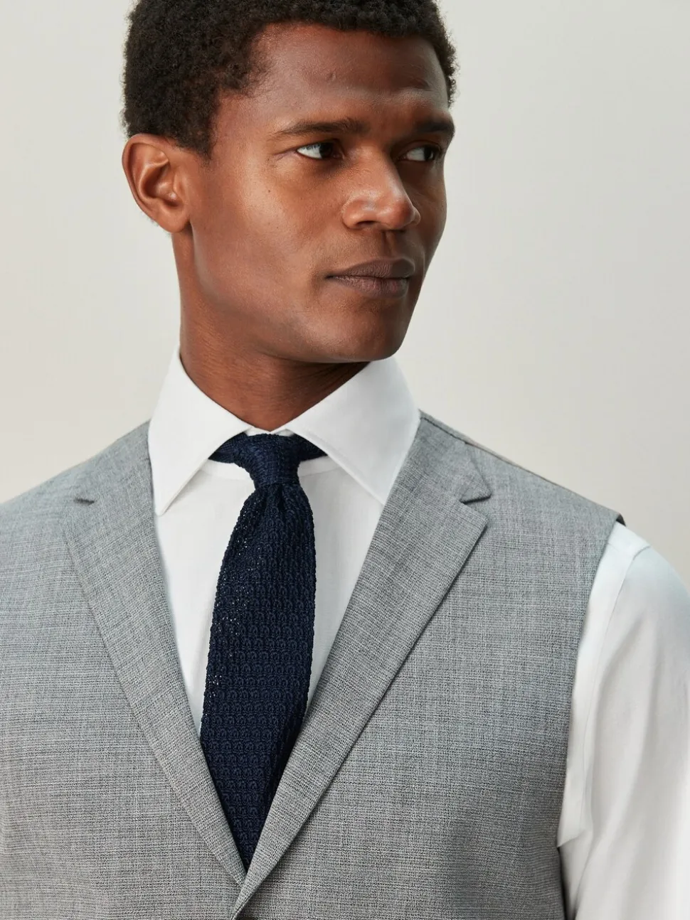 Grijs - Contrast Fabric Detail Suit Waistcoat
