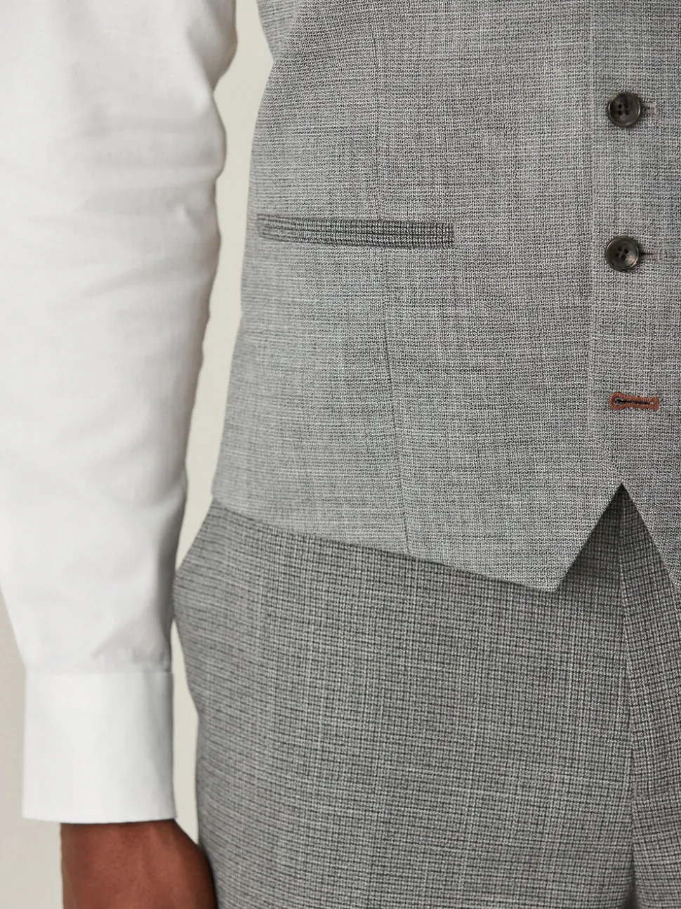Grijs - Contrast Fabric Detail Suit Waistcoat