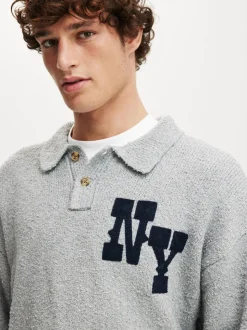 Grijs - Cotton On Boxy Rugby Polo Shirt