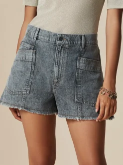 Grijs - Denim Cargo Pocket Shorts