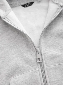 Grijs - Effen hoodie met doorlopende rits (3-16 jr)