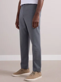 Grijs - Elasticated Waist Wool Rich Textured Formal Trousers
