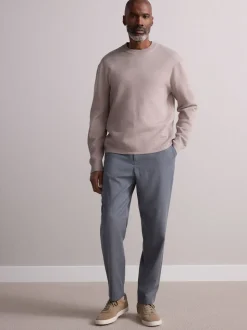 Grijs - Elasticated Waist Wool Rich Textured Formal Trousers