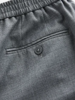 Grijs - Elasticated Waist Wool Rich Textured Formal Trousers