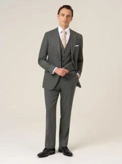 Grijs - Enkele knoop - Skopes Cassius Tailored Fit Stripe Suit Jacket