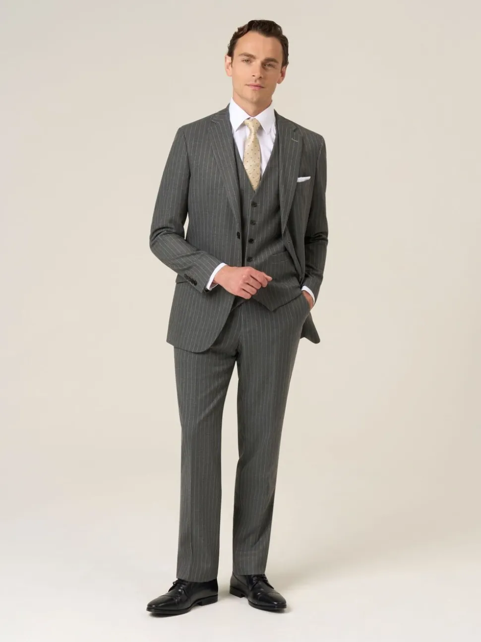 Grijs - Enkele knoop - Skopes Cassius Tailored Fit Stripe Suit Jacket