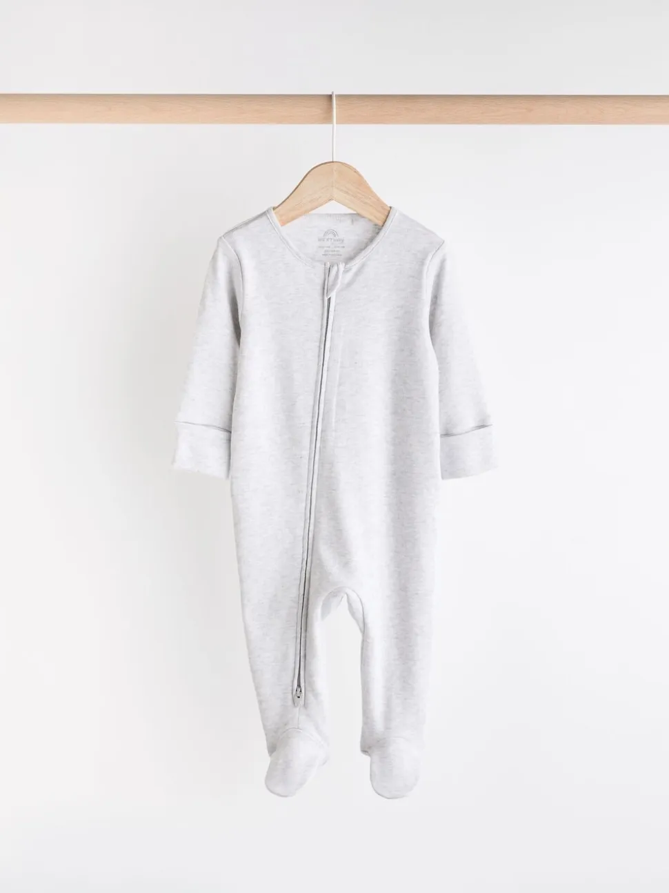 Grijs - Essential 100% Katoenen babypakjes met rits 3 Pack (0-3jr)