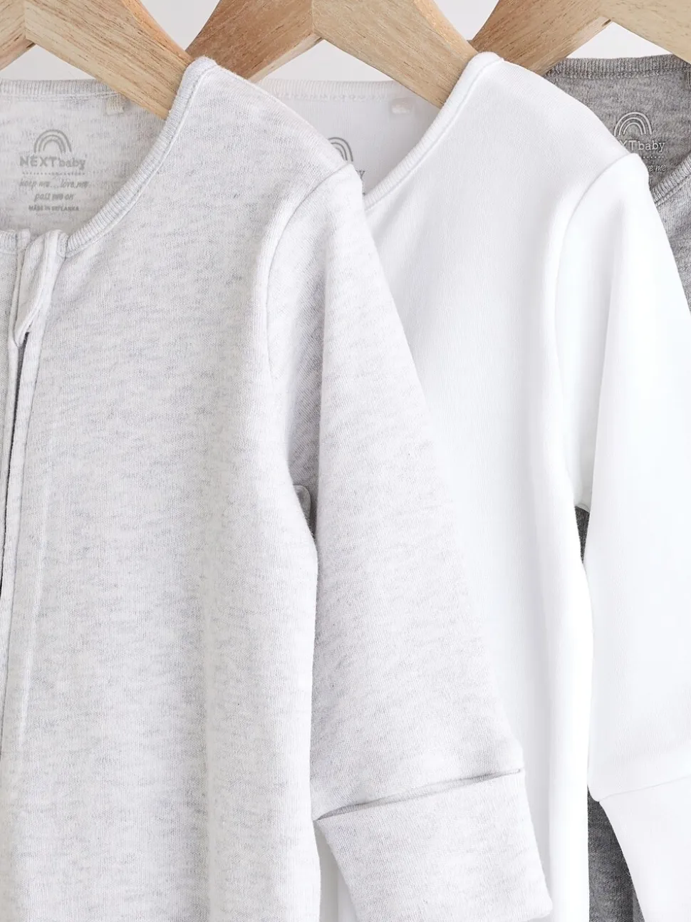 Grijs - Essential 100% Katoenen babypakjes met rits 3 Pack (0-3jr)