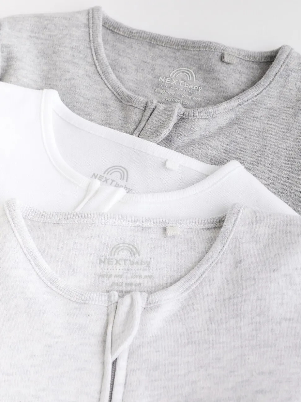 Grijs - Essential 100% Katoenen babypakjes met rits 3 Pack (0-3jr)