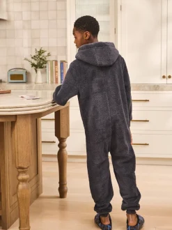 Grijs - Fleece onesie (3-16 jr)