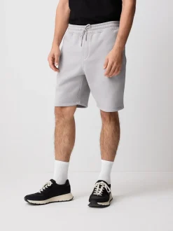 Grijs - Geborstelde jersey shorts met ritszakken