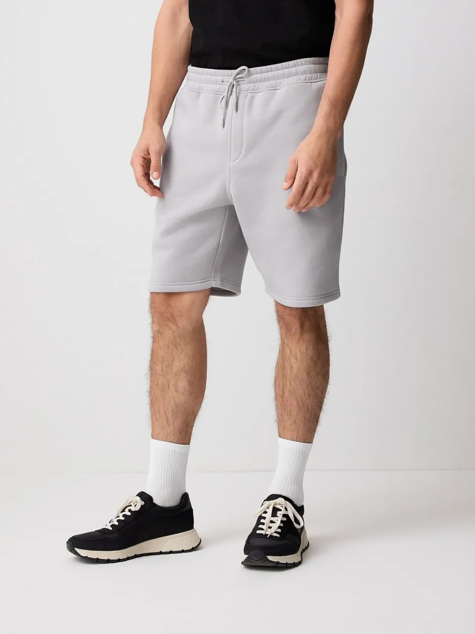 Grijs - Geborstelde jersey shorts met ritszakken
