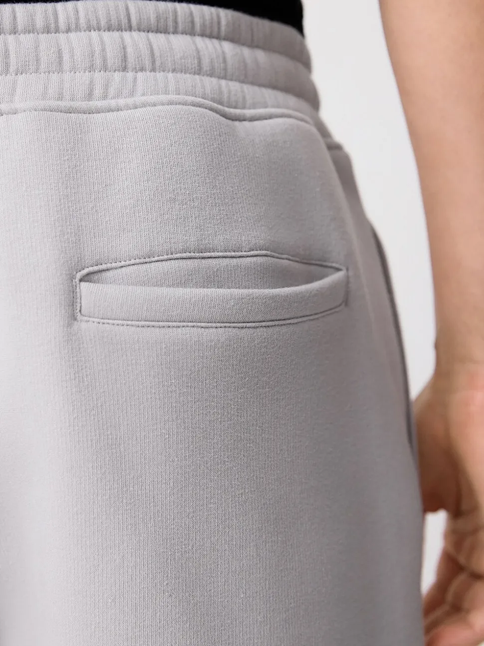 Grijs - Geborstelde jersey shorts met ritszakken