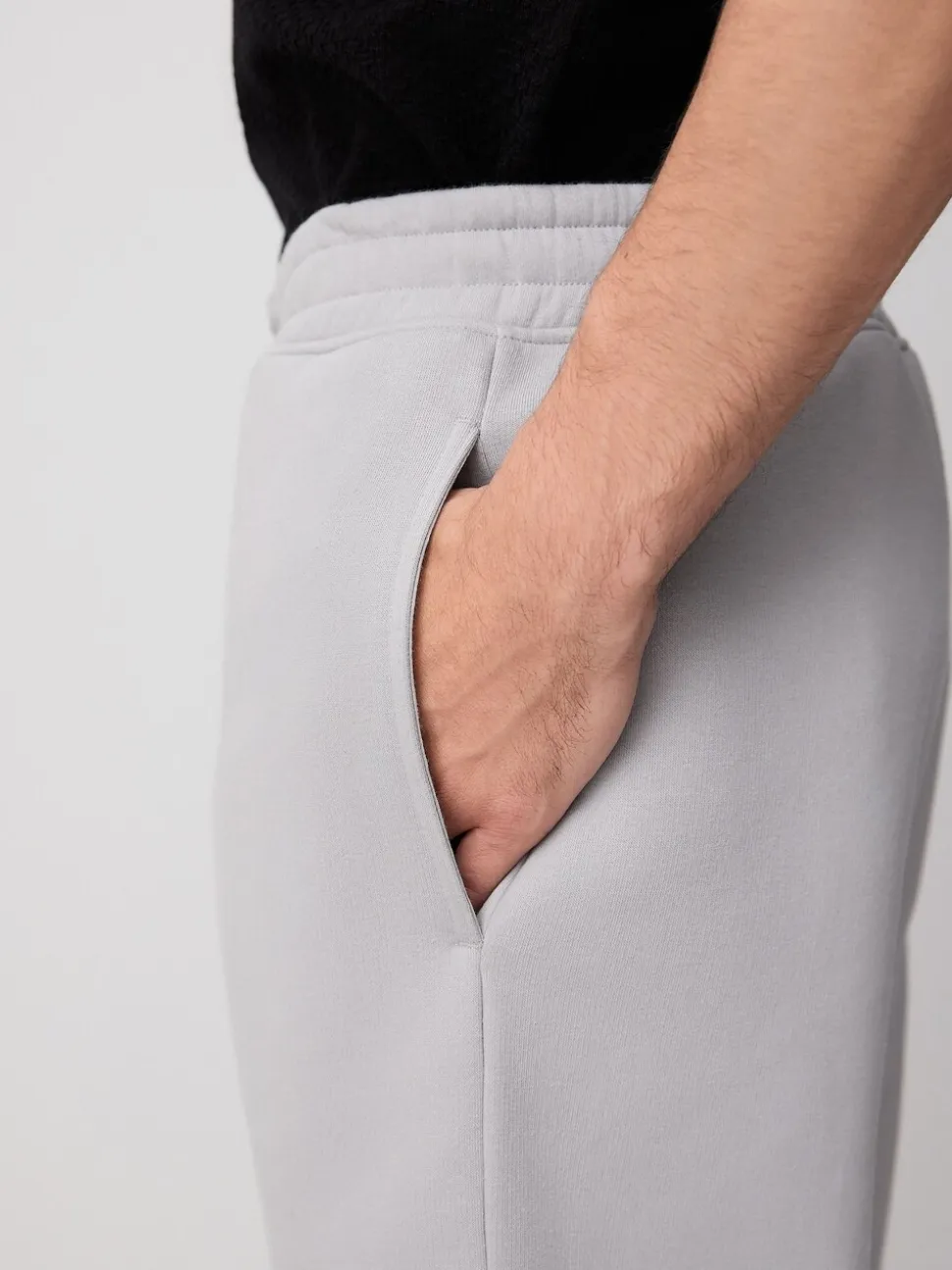 Grijs - Geborstelde jersey shorts met ritszakken