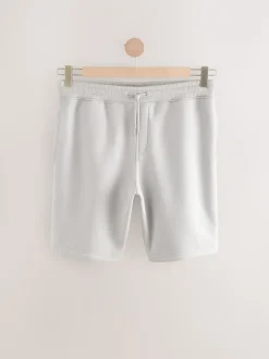 Grijs - Geborstelde jersey shorts met ritszakken