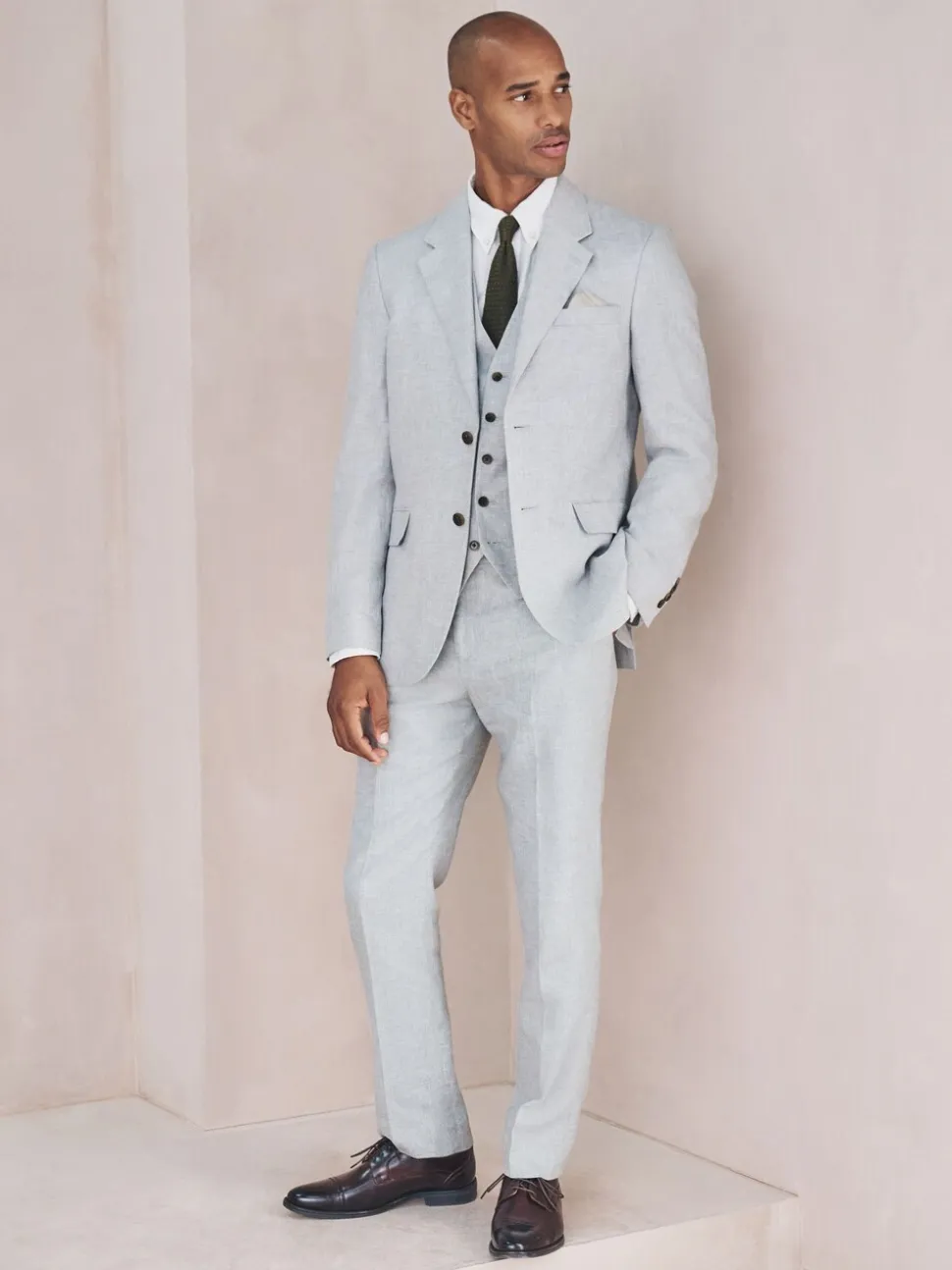 Grijs - Gilet van linnenmix met textuur