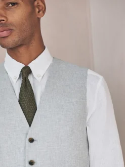 Grijs - Gilet van linnenmix met textuur