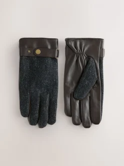 Grijs - Harris Tweed And Leather Gloves