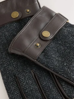 Grijs - Harris Tweed And Leather Gloves