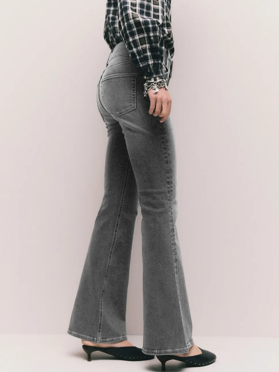 Grijs - High Rise Stretch Flare Jeans