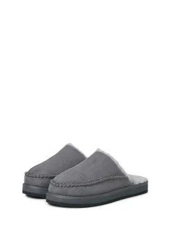 Grijs - JACK & JONES Fleece Lined Stitch Detail Mule Slippers