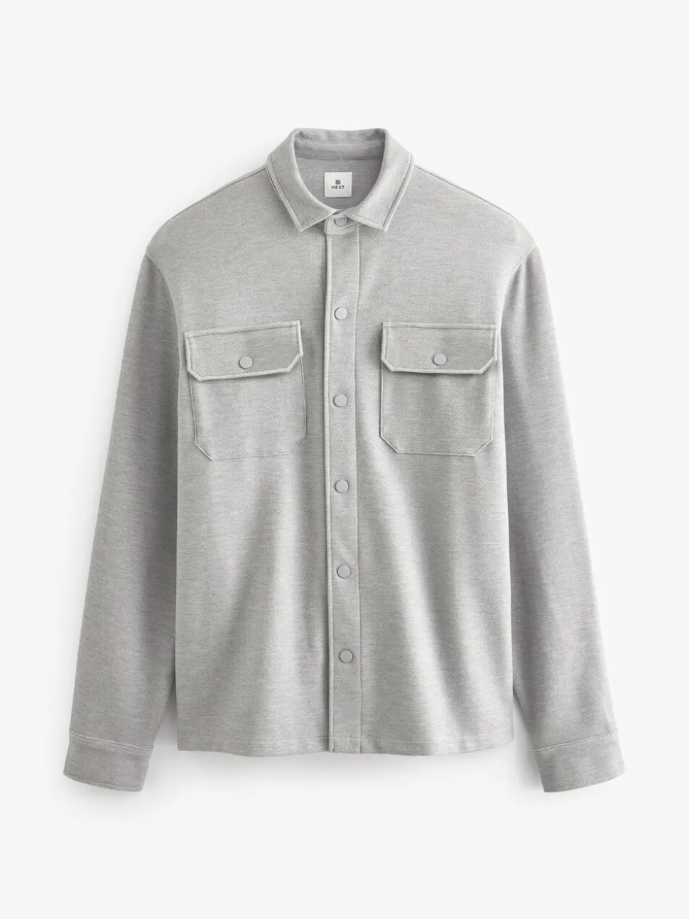 Grijs - Jersey keperstof Overshirt met drukknopen