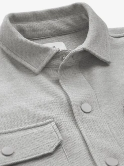 Grijs - Jersey keperstof Overshirt met drukknopen