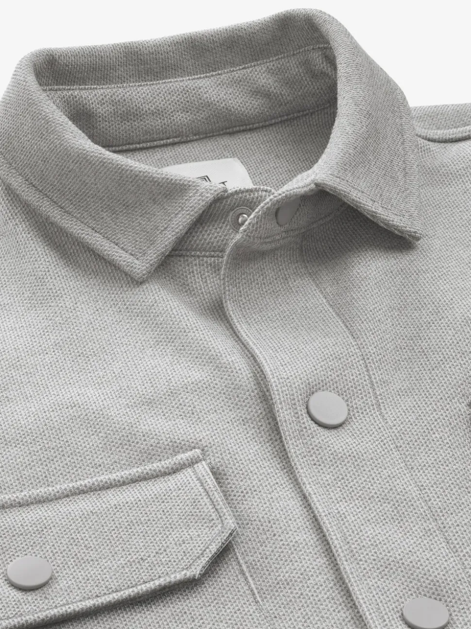 Grijs - Jersey keperstof Overshirt met drukknopen