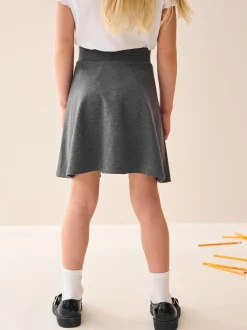 Grijs - Jersey stretch school skater rok met elastische taille (3 - 17 jr)
