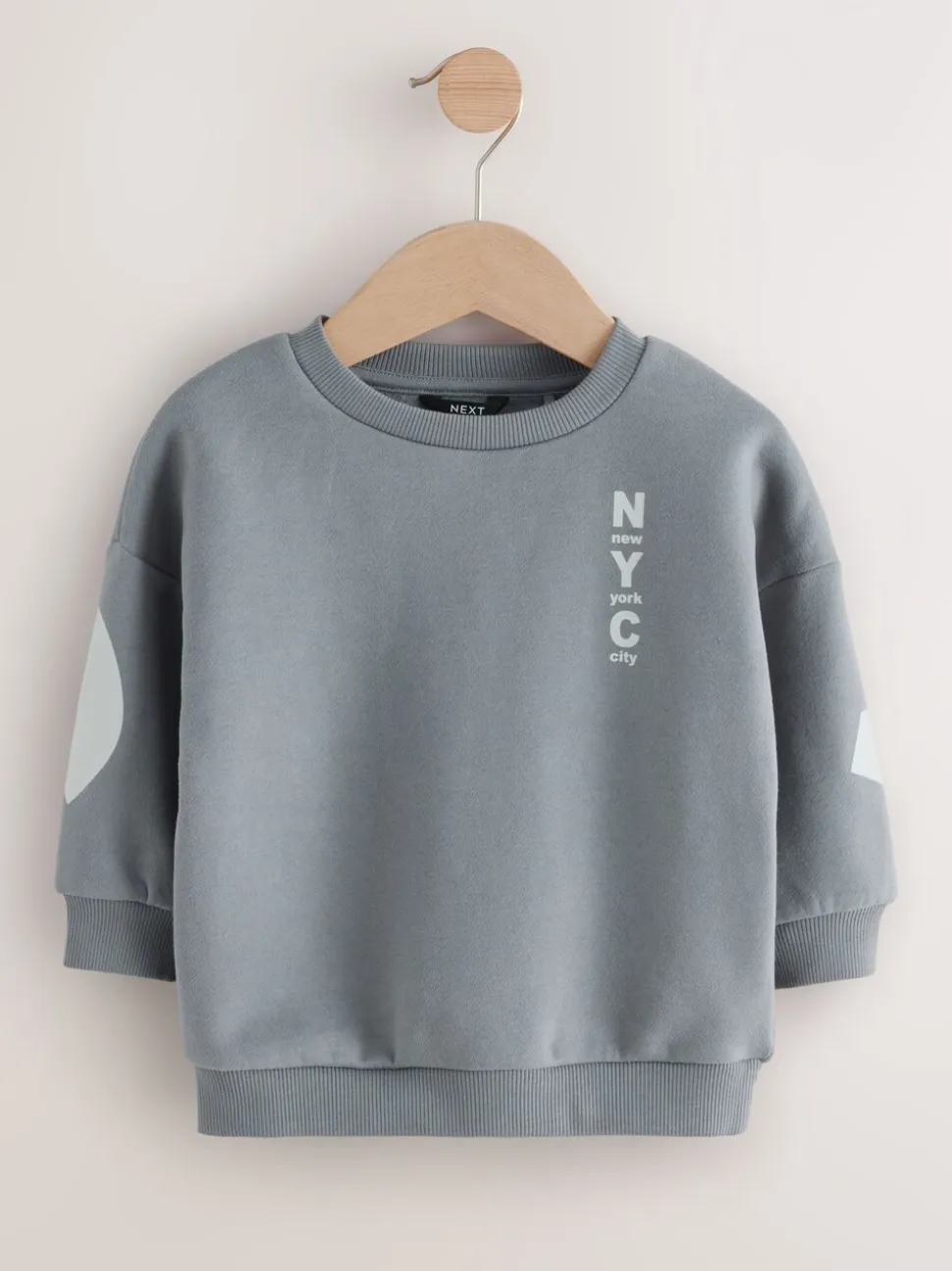 Grijs - Jersey sweatshirt met ronde hals en print op de rug (3mnd -7jr)