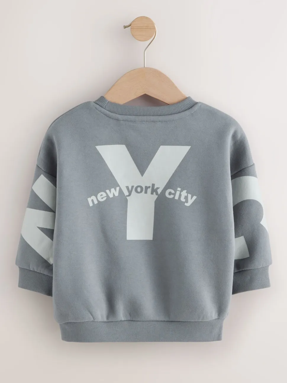 Grijs - Jersey sweatshirt met ronde hals en print op de rug (3mnd -7jr)