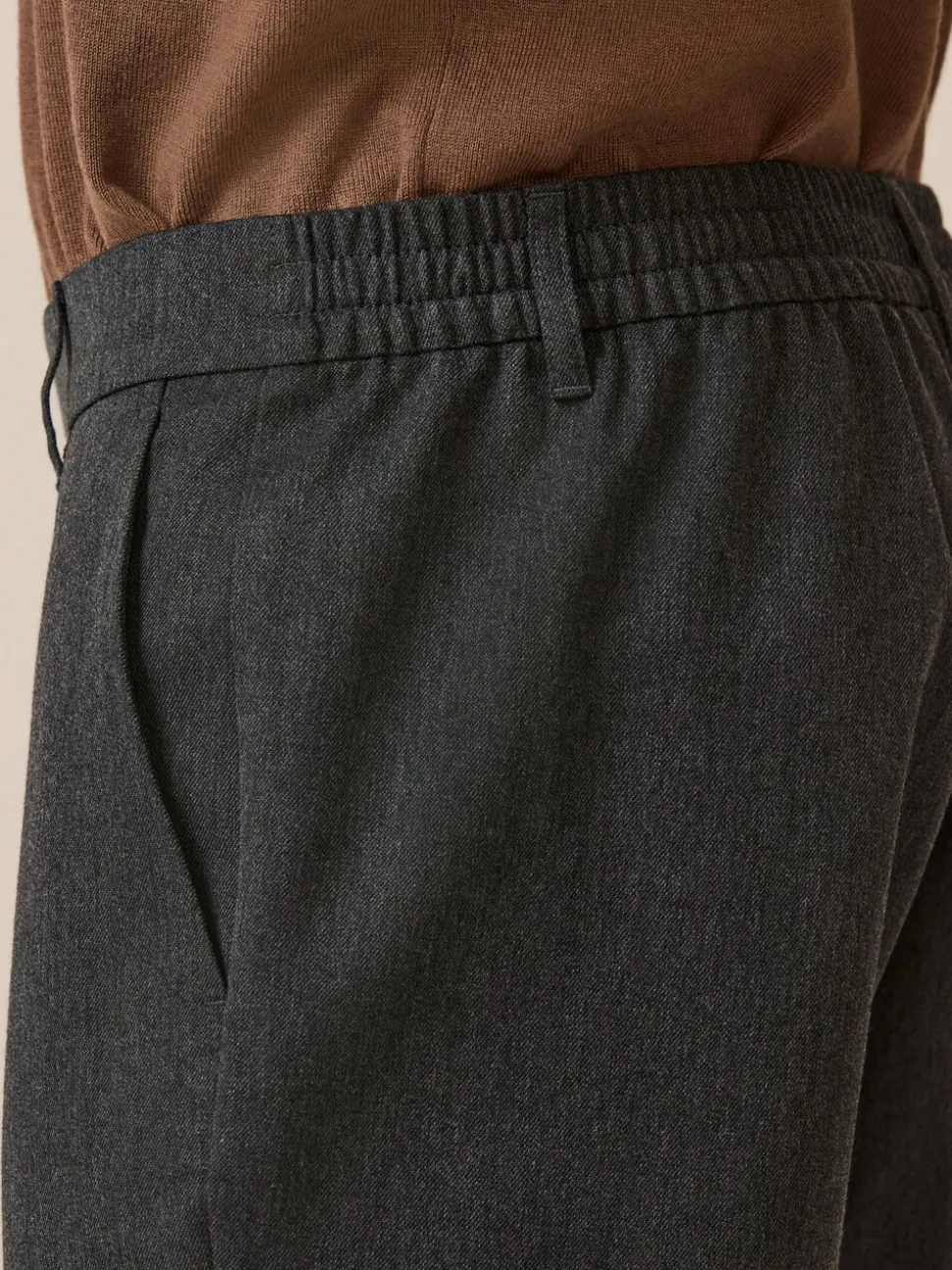 Grijs - Joggingbroek met elastische tailleband en effen voorkant