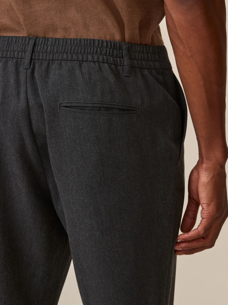 Grijs - Joggingbroek met elastische tailleband en effen voorkant