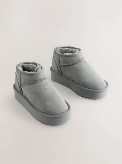 Grijs - Lage schoenen mini warmgevoerde waterafstotende suède Boots