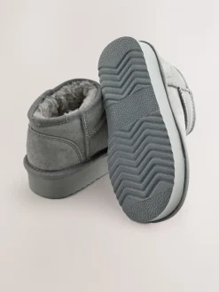 Grijs - Lage schoenen mini warmgevoerde waterafstotende suède Boots