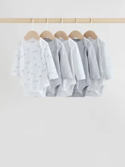 Grijs - Long Sleeved Baby Bodysuits 5 Pack