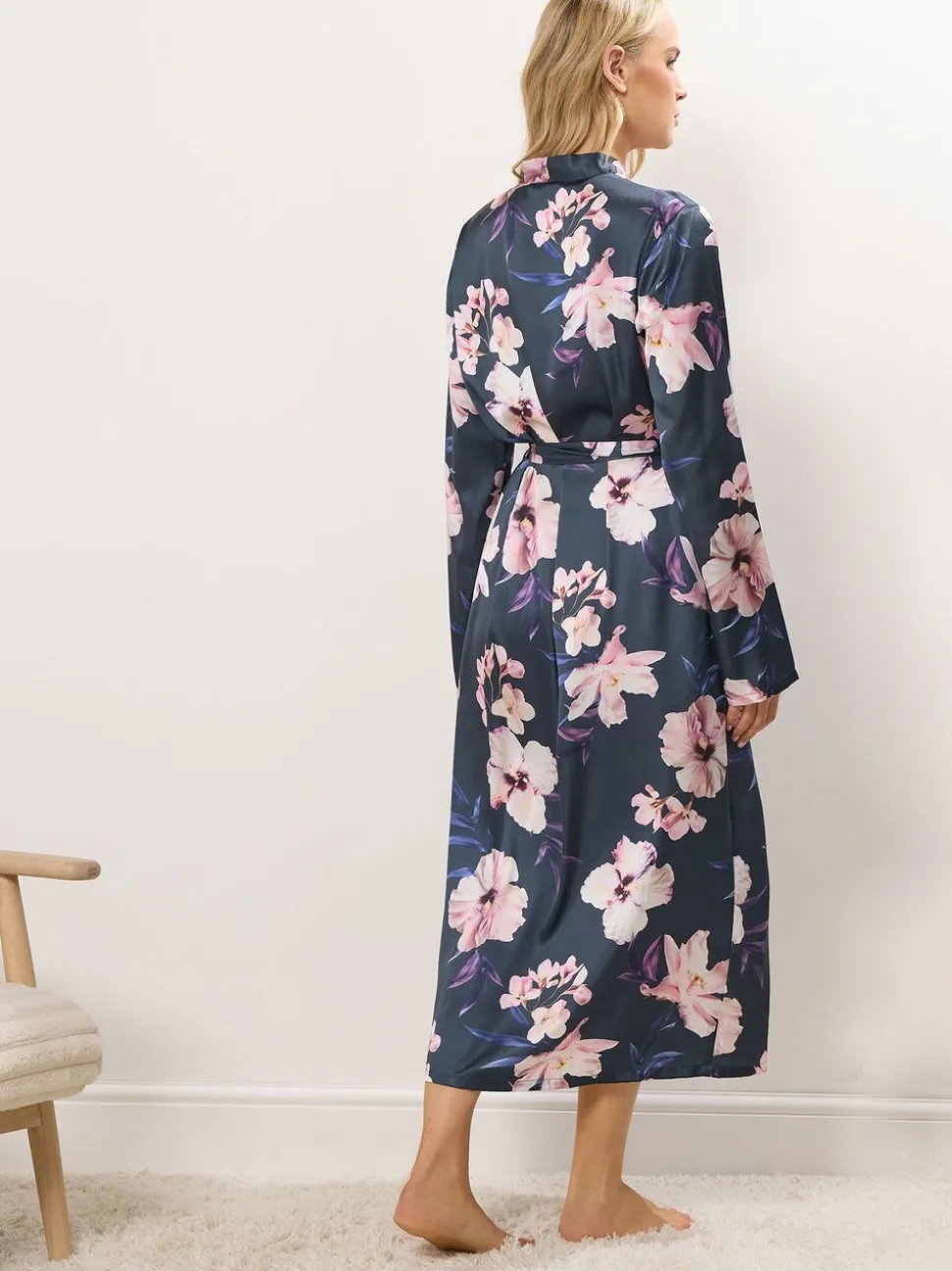 Grijs - Long Tall Sally Satin Maxi Robe
