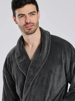 Grijs - Loungeable Fleece Shawl Collar Dressing Gown