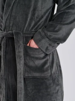 Grijs - Loungeable Fleece Shawl Collar Dressing Gown