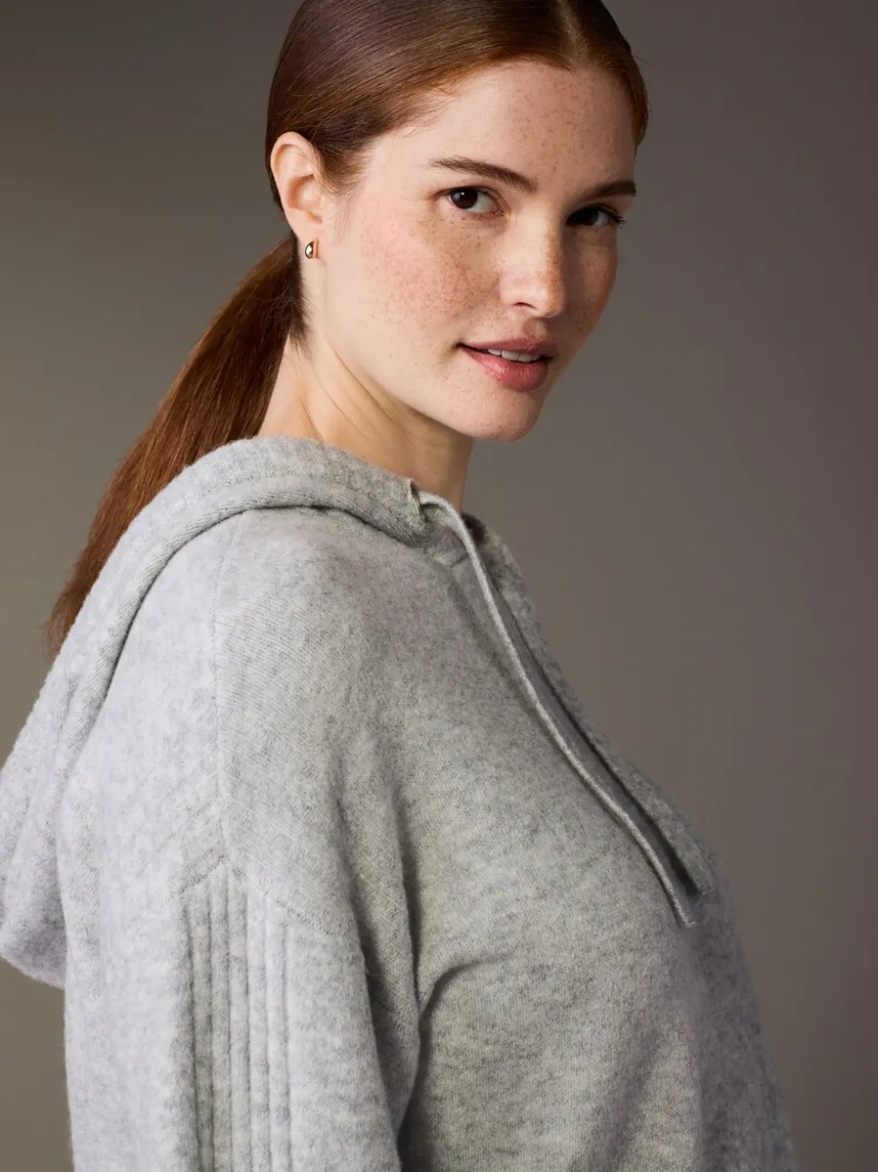 Grijs - Maternity Knitted Hoodie