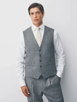 Grijs - Merino Wool Blend Suit Waistcoat