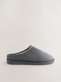 Grijs - Microsuede Taped Mule Slippers