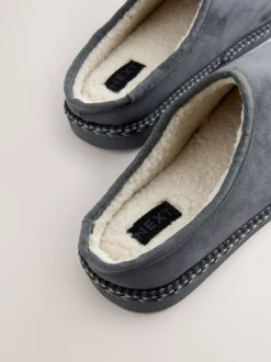 Grijs - Microsuede Taped Mule Slippers
