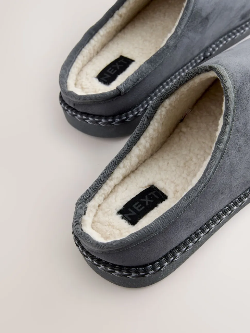 Grijs - Microsuede Taped Mule Slippers