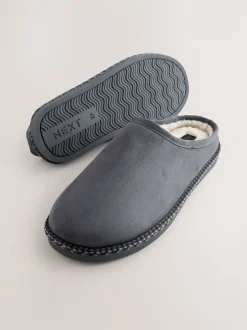 Grijs - Microsuede Taped Mule Slippers