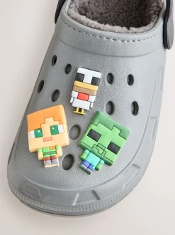 Grijs - Minecraft pantoffelklompen met warme voering